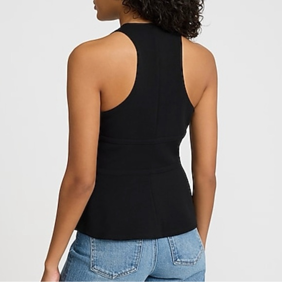 NWT Express Studio Stretch Crepe Halter V-neck Sleeveless Banded Cutout Tank - Picture 2 of 8